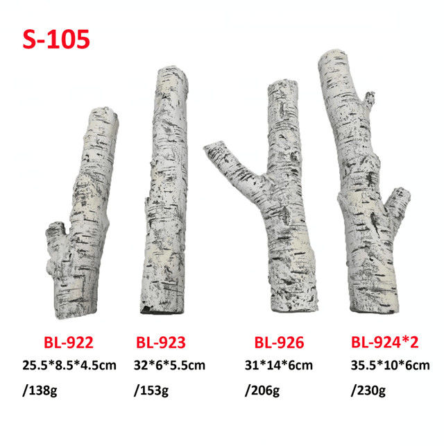 Professional Ceramic Logs Electric White Birch Ventless Gas Logs  5 Pieces  5 Years Warranty Life